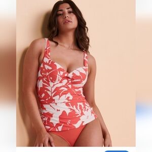 NWT floral Tankini and coral convertible swim bottom Anne Cole size 22W or 24W